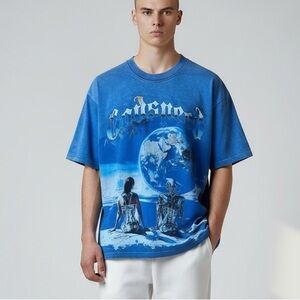 🌻NEW w/tags Godspeed Artificial Love Royal Washed Blue Graphic Tee Size Small